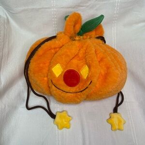 Plush Pumpkin Bag with Leaf Accents